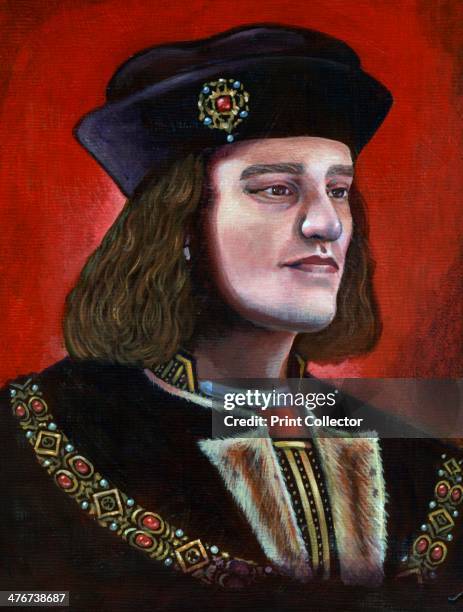 Contemporary painting of King Richard III , 2013. Based on the facial reconstruction, which was created after the discovery of the King's body at the...
