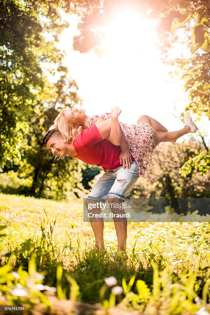 Playful Spring Playful Couple Having Fun Together During Spring Day In Nature High-Res ...