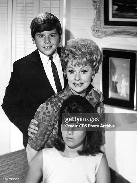 Lucille Ball, center, with her two children, Lucie Arnaz and Desi Arnaz, Jr. Image dated October 27, 1965.