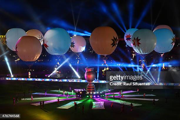 Atmosphere during the Opening Ceremony of the 2015 Copa America Chile prior to the Group A match between Chile and Ecuador at Nacional Stadium on...
