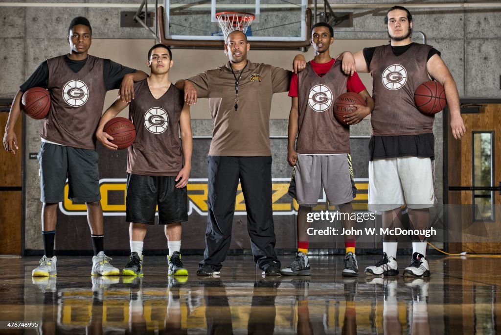 Portrait of Gunderson High head coach Mike Allen with team David News  Photo - Getty Images