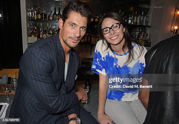 David Gandy and Caroline Rush attend the official Idris Elba + Superdry presentation at LCM at Hix on June 11, 2015 in London, England.