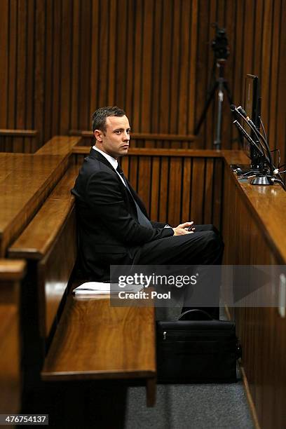 Oscar Pistorius at the Pretoria High Court on March 5 in Pretoria, South Africa. Oscar Pistorius, stands accused of the murder of his girlfriend,...