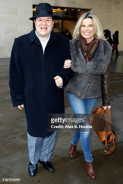 Jamie Foreman and Julie Dennis sighted at the BBC Studios on Portland Place on March 5, 2014 in London, England.