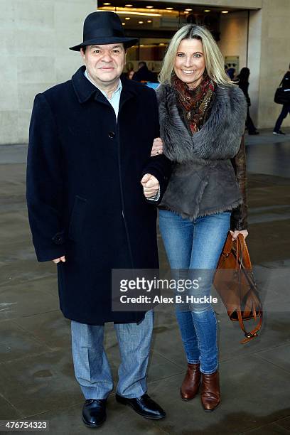 Jamie Foreman and Julie Dennis sighted at the BBC Studios on Portland Place on March 5, 2014 in London, England.