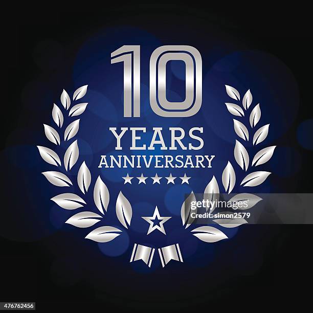 stockillustraties, clipart, cartoons en iconen met ten years anniversary emblem - 10 years