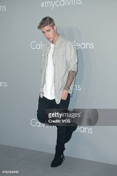 Singer Justin Bieber attends Calvin Klein Jeans Music Event at Kai Tak Cruise Terminal on June 11, 2015 in Hong Kong, Hong Kong.