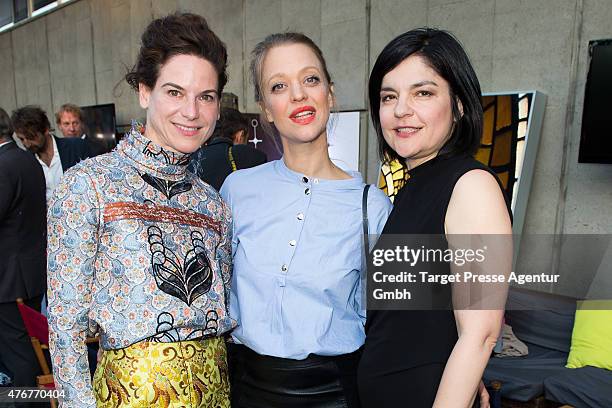 Bibiana Beglau, Jasmin Tabatabai and Heike Makatsch attend the producer party 2015 of the Alliance German Producer - Cinema And Television on June...