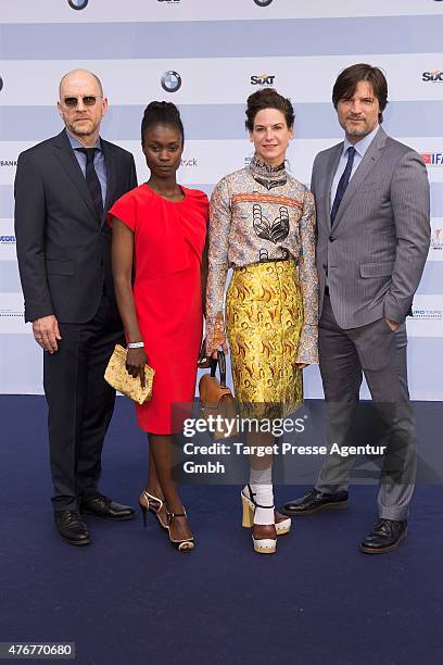 Goetz Schubert, Bibiana Beglau, Misel Maticevic attend the producer party 2015 of the Alliance German Producer - Cinema And Television on June 11,...