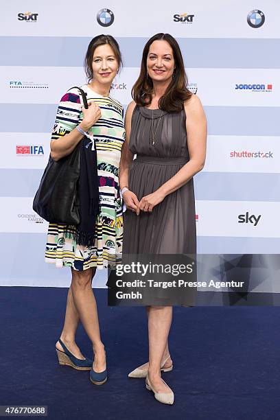 Natalia Woerner and Johanna Wokalek attends the producer party 2015 of the Alliance German Producer - Cinema And Television on June 11, 2015 in...