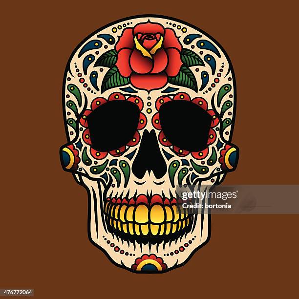 stockillustraties, clipart, cartoons en iconen met day of the dead sugar skull icon calavera - sugar skull