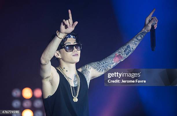 Jay Park performs at the Calvin Klein Jeans music event in Hong Kong with special appearance from Justin Bieber and performances by Jay Park, Kevin...