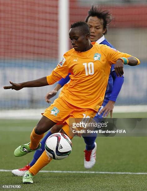 Ange Nguessan of Cote d'Ivore in action during the FIFA Women's World Cup 2015 group B match between Cote d'Ivore and Thailand at Lansdowne Stadium...