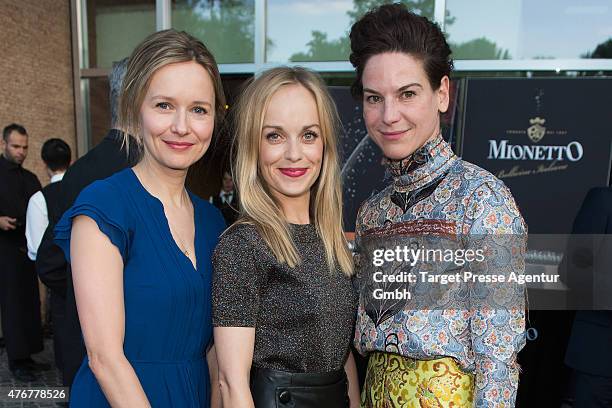 Bibiana Beglau, Stefanie Stappenbeck and Frederike Kempter attend the producer party 2015 of the Alliance German Producer - Cinema And Television on...