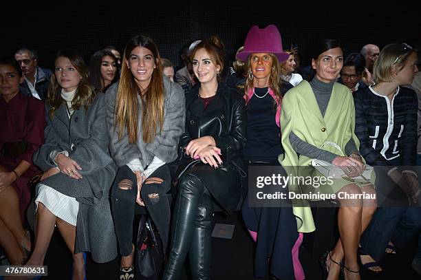 Helena Bordon, Bianca Brandolini, Alexia Niedzielski, Anna Dello Russo, Giovanna Battaglia and Arianna Fontana attend the Moncler Gamme Rouge show as...