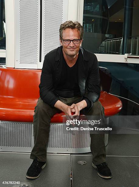 Actor Matthew Perry rides the High Roller at The LINQ Promenade on June 11, 2015 in Las Vegas, Nevada.