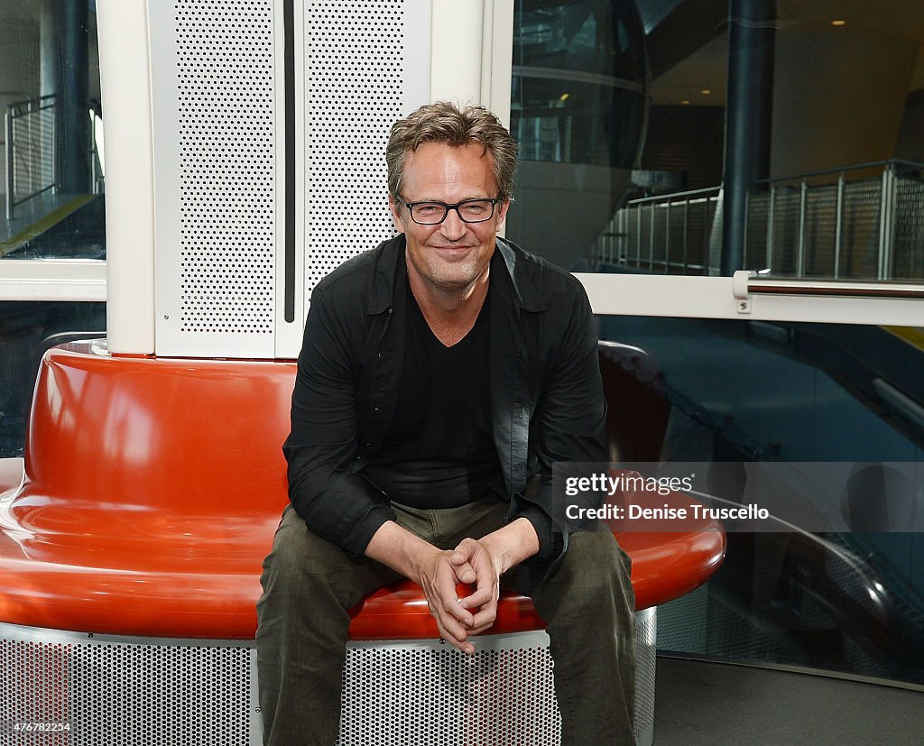 Actor Matthew Perry Rides The High Roller At The LINQ Promenade In Las Vegas