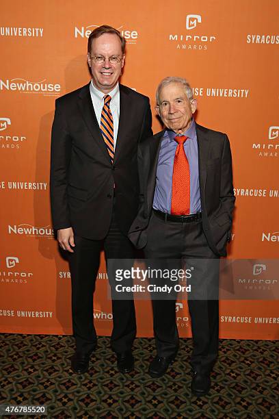Syracuse University, Chancellor Kent Syverud and President of Advance Publications Donald Newhouse attend the Mirror Awards '15 at Cipriani 42nd...