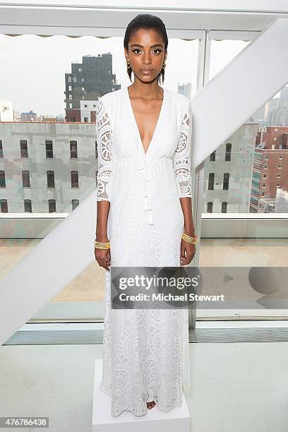 Model poses during the Lilly Pulitzer Resort 2016 Collection Presentation at the Sky Room at the New Museum on June 11, 2015 in New York City.