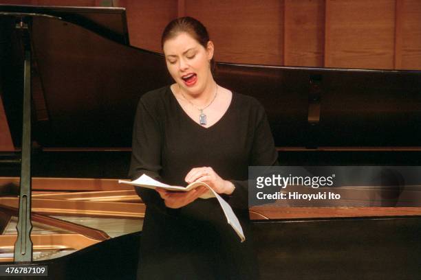 The Elastic Band performing at Merkin Concert Hall on Tuesday afternoon, May 14, 2002.This image:Mary Nessinger performing Alma Mahler's "Funf...