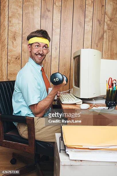 exercising office worker - 1980 1990 stock pictures, royalty-free photos & images
