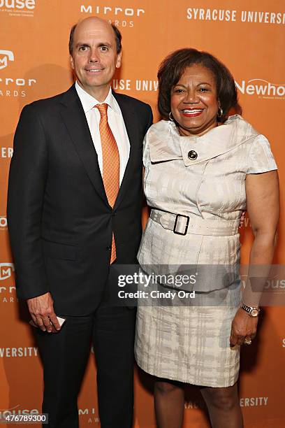 Managing Director at Bain Capital Steve Barnes and Dean at S.I. Newhouse School of Public Communications Lorraine Branham attend the Mirror Awards...