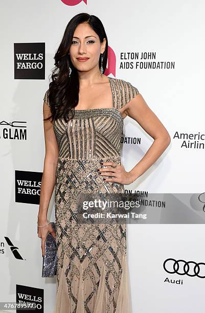 Tehmina Sunny arrives for the 22nd Annual Elton John AIDS Foundation's Oscar Viewing Party held at West Hollywood Park on March 2, 2014 in West...