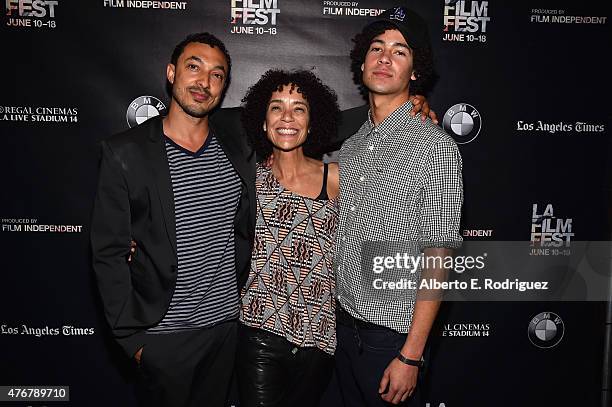 Filmmaker Wade Allain-Marcus, LA Film Festival Director and producer Stephanie Allain and filmmaker Jesse Allain-Marcus attend the "French Dirty" and...
