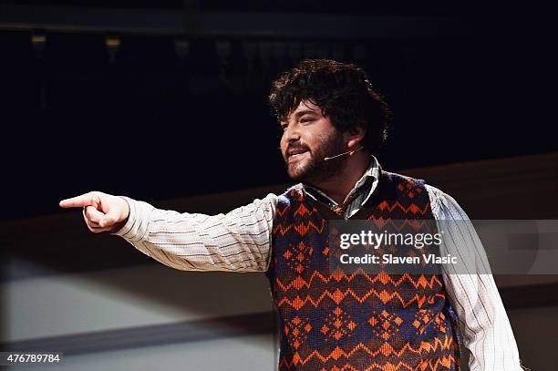 Alex Brightman performs during a press preview performance of "School of Rock - The Musical" at Gramercy Theatre on June 11, 2015 in New York City.