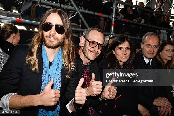 Actor Jared Leto, Terry Richardson, Emmanuelle Alt and Xavier Romatet attend the Miu Miu show as part of the Paris Fashion Week Womenswear...