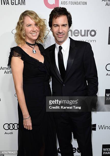 Janet Holden and Eric McCormack arrive for the 22nd Annual Elton John AIDS Foundation's Oscar Viewing Party held at West Hollywood Park on March 2,...