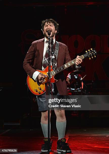 Alex Brightman performs during a press preview performance of "School of Rock - The Musical" at Gramercy Theatre on June 11, 2015 in New York City.