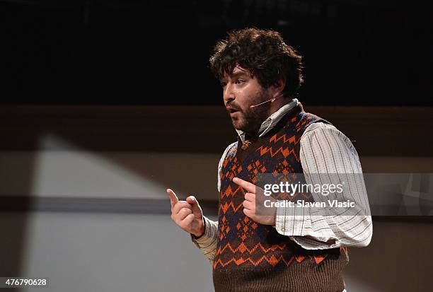 Alex Brightman performs during a press preview performance of "School of Rock - The Musical" at Gramercy Theatre on June 11, 2015 in New York City.