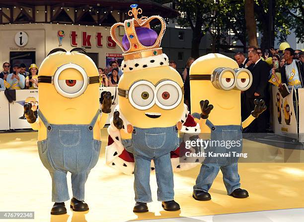 Minions attend the World Premiere of "Minions" at Odeon Leicester Square on June 11, 2015 in London, England.