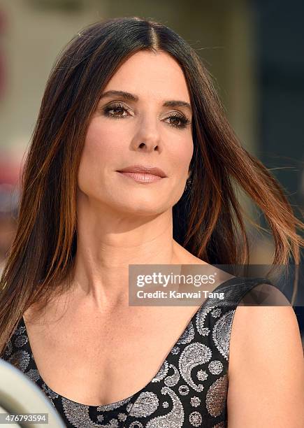 Sandra Bullock attends the World Premiere of "Minions" at Odeon Leicester Square on June 11, 2015 in London, England.