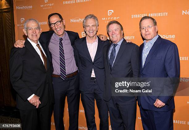 Bill Persky, Josh Sapan, John Sykes, Steve Kroft and David Zaslav attend the Mirror Awards '15 at Cipriani 42nd Street on June 11, 2015 in New York...