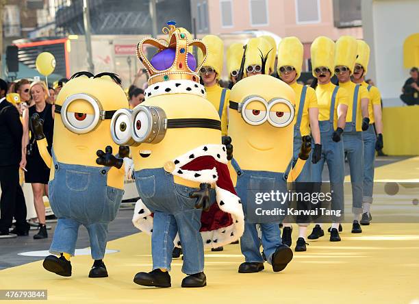 Minions attend the World Premiere of "Minions" at Odeon Leicester Square on June 11, 2015 in London, England.