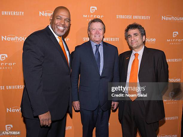 Personality Steve Kroft and VP Talent and Industry Affairs at SiriusXM Steve Leeds attend the Mirror Awards '15 at Cipriani 42nd Street on June 11,...