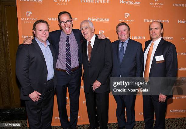 Guest, Josh Sapan, Bill Persky, Steve Kroft and Steve Barnes attend the Mirror Awards '15 at Cipriani 42nd Street on June 11, 2015 in New York City.