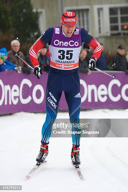 Alexander Panzhinskiy of Russia competes in the Men's 1,3km Qualification Classic Sprint at the Viessmann FIS Cross Country World Cup Classic event...