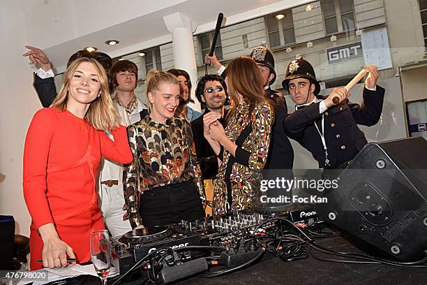 Katty Besnard, Anais Vandevyvere and Louise Basilien from the Plastiscines band perform at the John Galliano Shop during the British 'Summer Time...