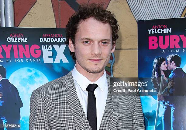 Actor Anton Yelchin attends the special advance screening of "Bury The Ex" at American Cinematheque's Egyptian Theatre on June 11, 2015 in Hollywood,...