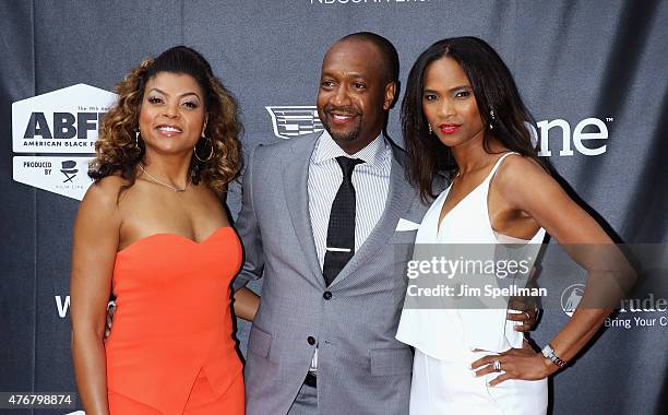 Actress Taraji P. Henson, Film Life founder Jeff Friday and lifestyle expert Nicole Friday attend the "Dope" opening night premiere during the 2015...