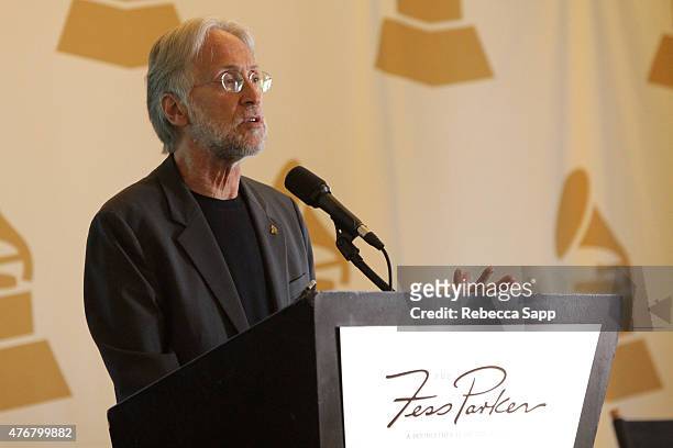 President of The Recording Academy Neil Portnow speaks at the 2015 GRAMMY Partner Summit at The Fess Parker A Doubletree by Hilton Resort on June 11,...
