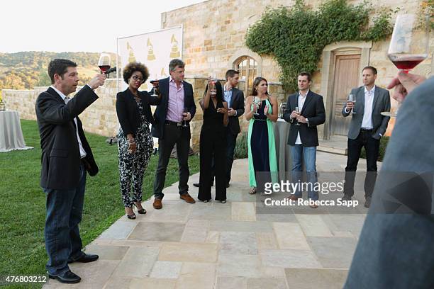 Chief Marketing Officer for The Recording Academy Evan Greene makes a toast at the 2015 GRAMMY Partner Summit at Sunstone Winery on June 11, 2015 in...