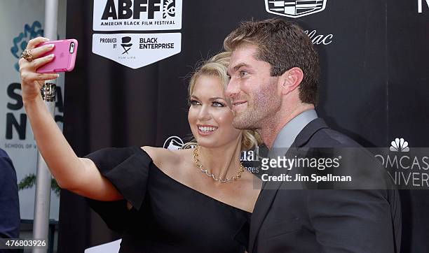 Actors Angeline-Rose Troy and Josh Carter attend the "Dope" opening night premiere during the 2015 American Black Film Festival at SVA Theater on...