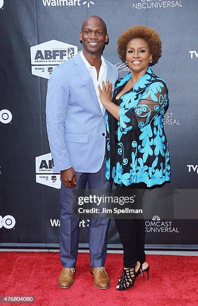 Actors Dennis Williams and Jenifer Lewis attend the "Dope" opening night premiere during the 2015 American Black Film Festival at SVA Theater on June...