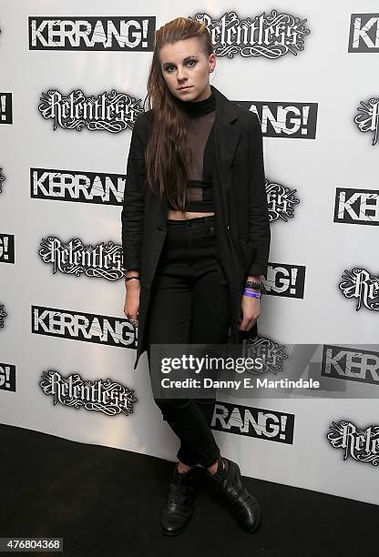 Lyndsey Gunnnulf attends the Relentless Energy Drink Kerrang! Awards at the Troxy on June 11, 2015 in London, England.