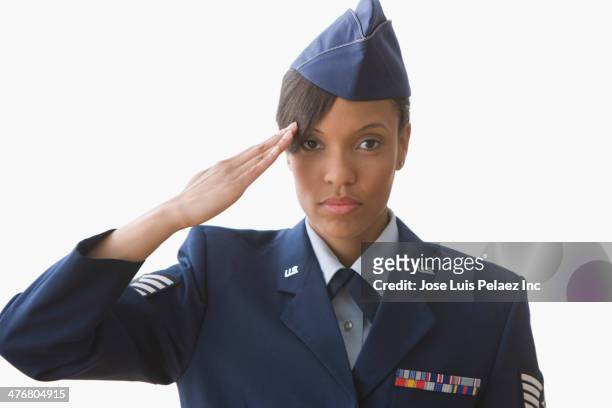 black soldier saluting - military uniform fotografías e imágenes de stock