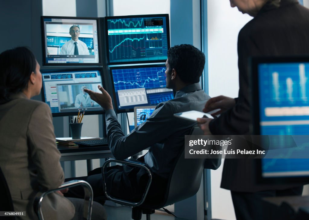 Business people working in video conference